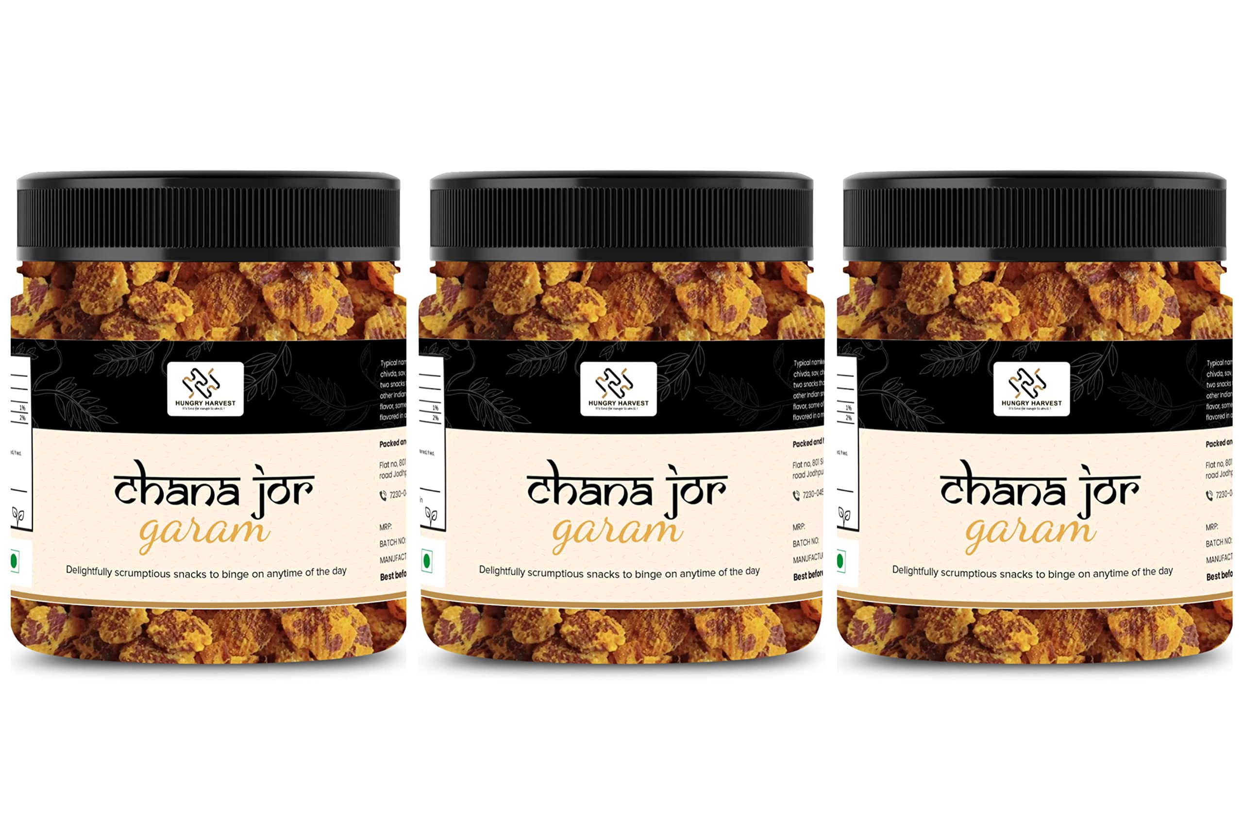 Hungry Harvest Chana Jor Garam Roasted Chick Pea Chana JOR Healthy Low Calorie High Protein Snacks Oil-Free Protein Rich Healthy Super Snack Gluten Free [Jar Pack] (450 Grams (Pack of 3 of 150 Grams)) (B09WRVDZ15) Amazon Price History, Amazon Price Tracker