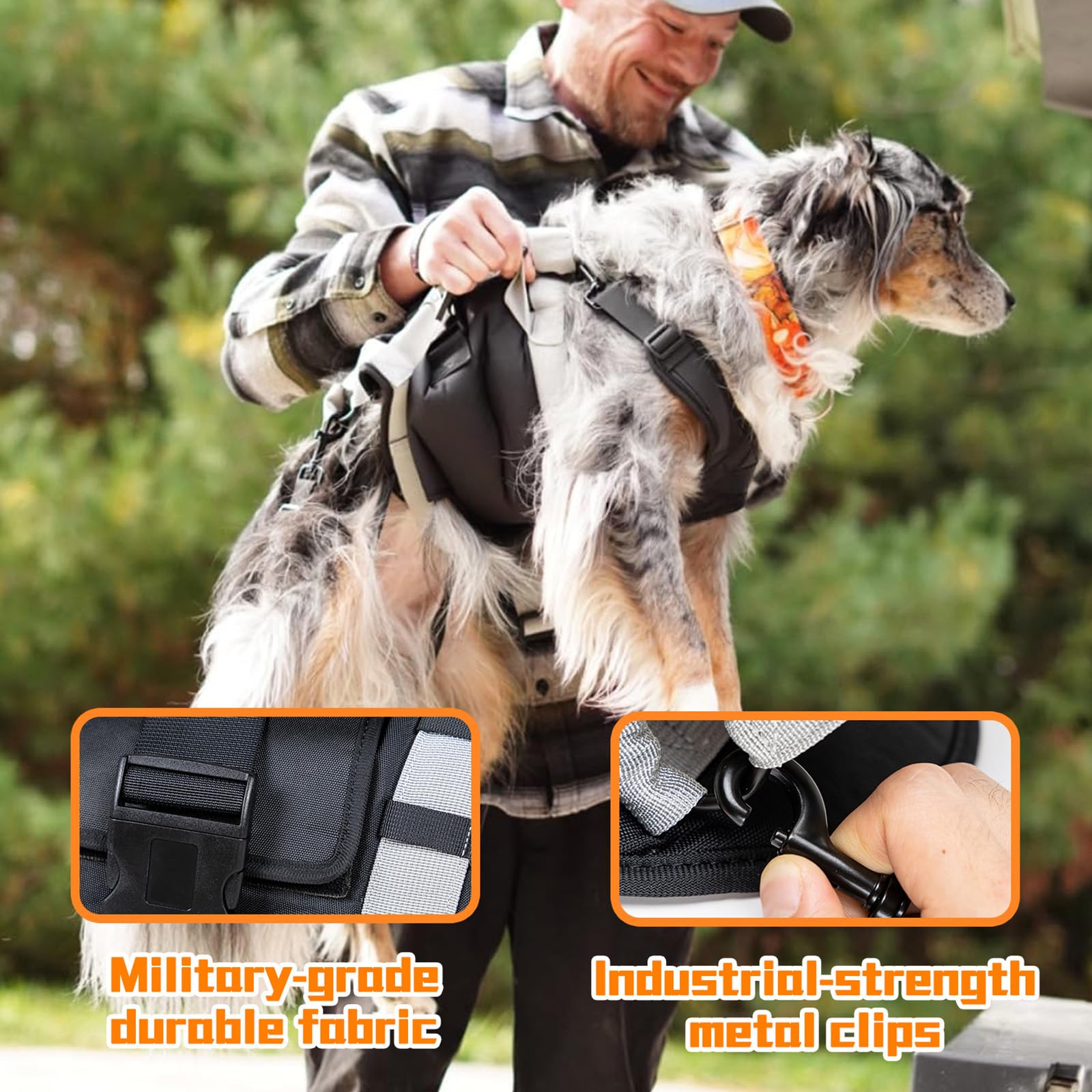 Arnés de elevación para perros grandes, transportador de cuerpo completo con asa, para soporte de patas traseras, lesiones articulares de perros, artritis (XL)