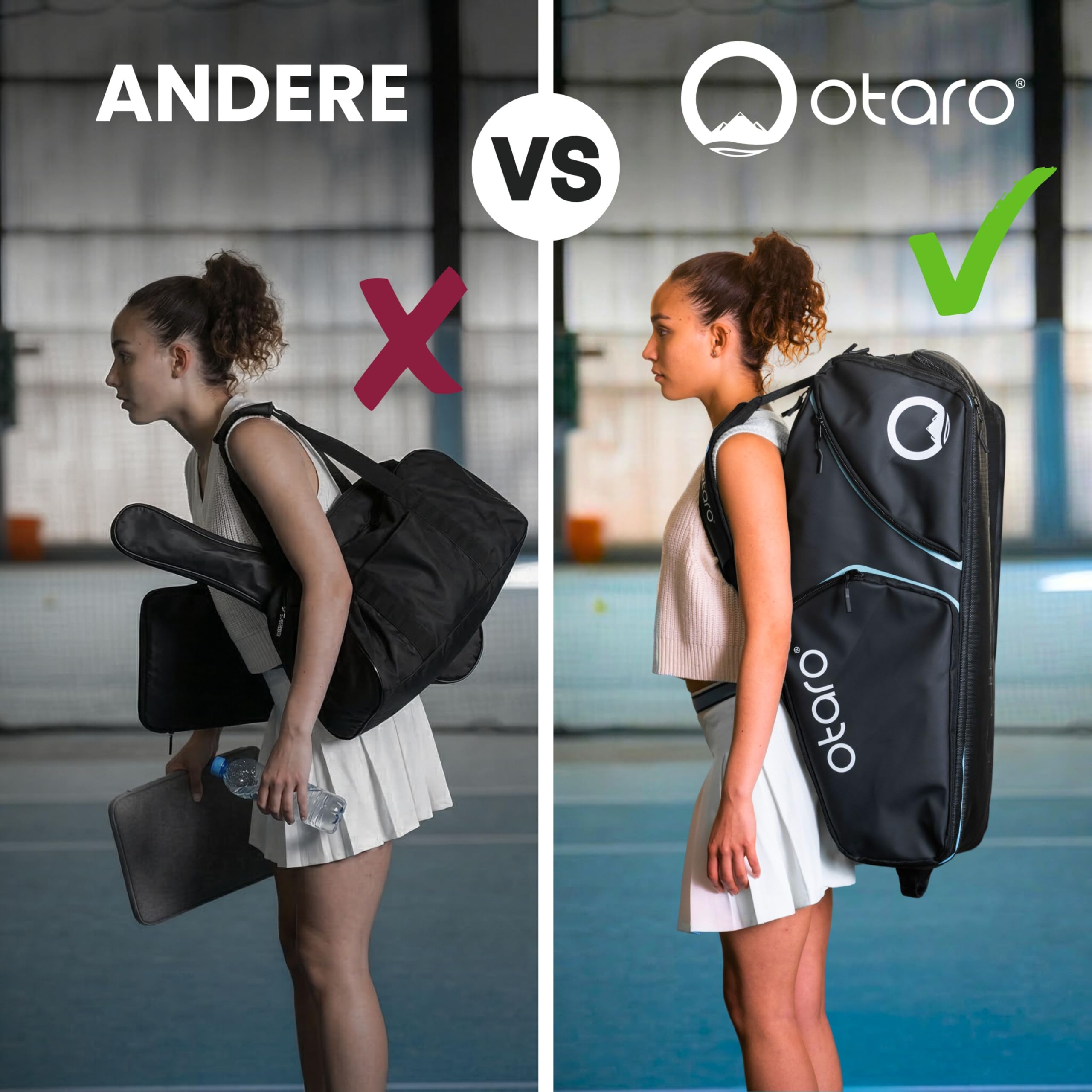 Otaro Tennistasche 82L | Tennisschläger Tasche für 4 Schläger mit Thermofach, Schuhfach & Kühlfach | 3-in-1 Tragesystem | Laptopfach & viele Fächer | Wasserabweisende Tennis Tasche
