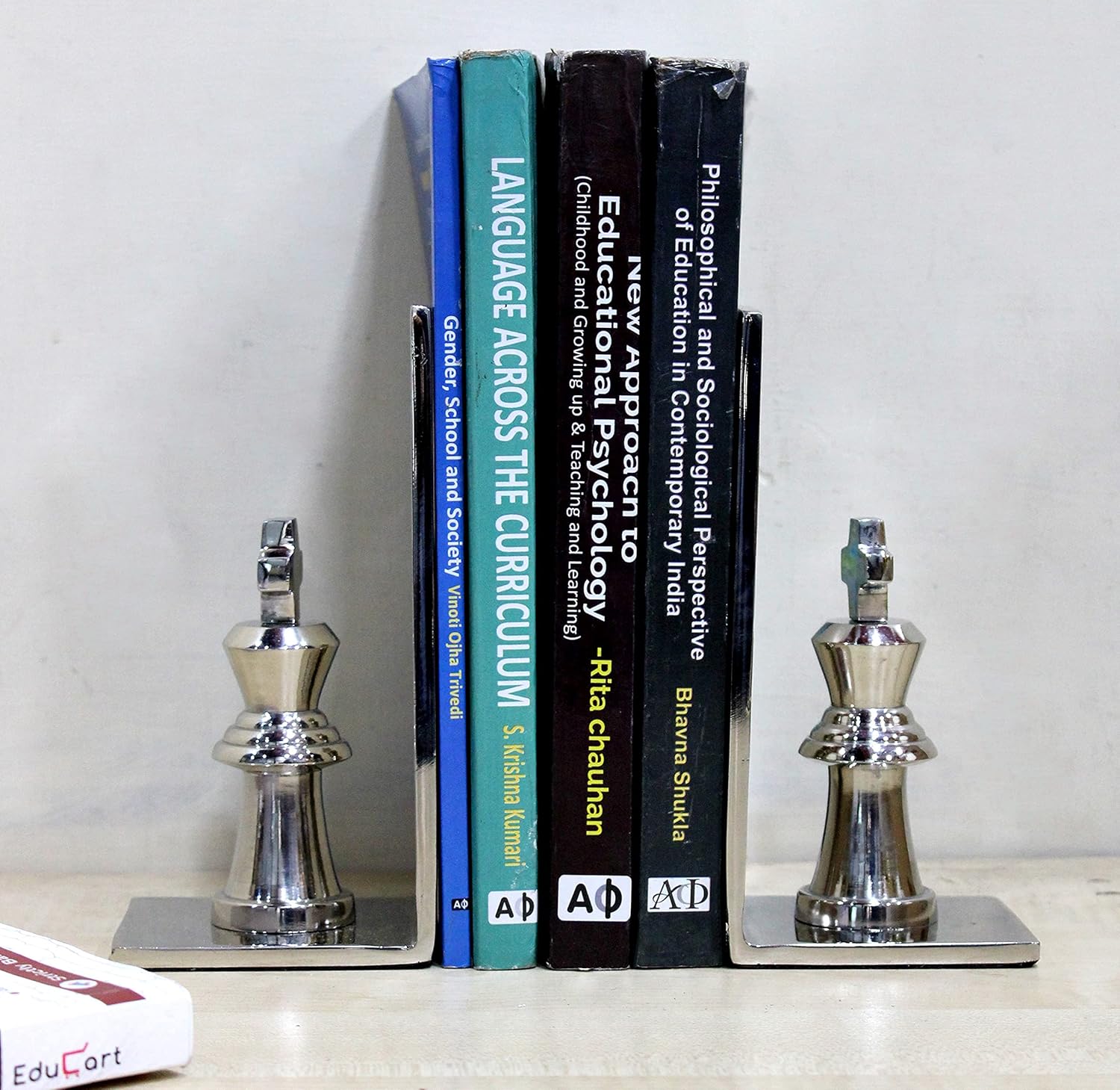 eSplanade Brass Chess King Book Ends or Book Shelf Organizer - Silver Plated - 7 Inches