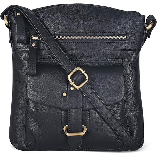 Oak Leathers Leather Crossbody Bag For Women With Adjustable Sling Strap - Medium Size Crossover Shoulder Handbag Purse