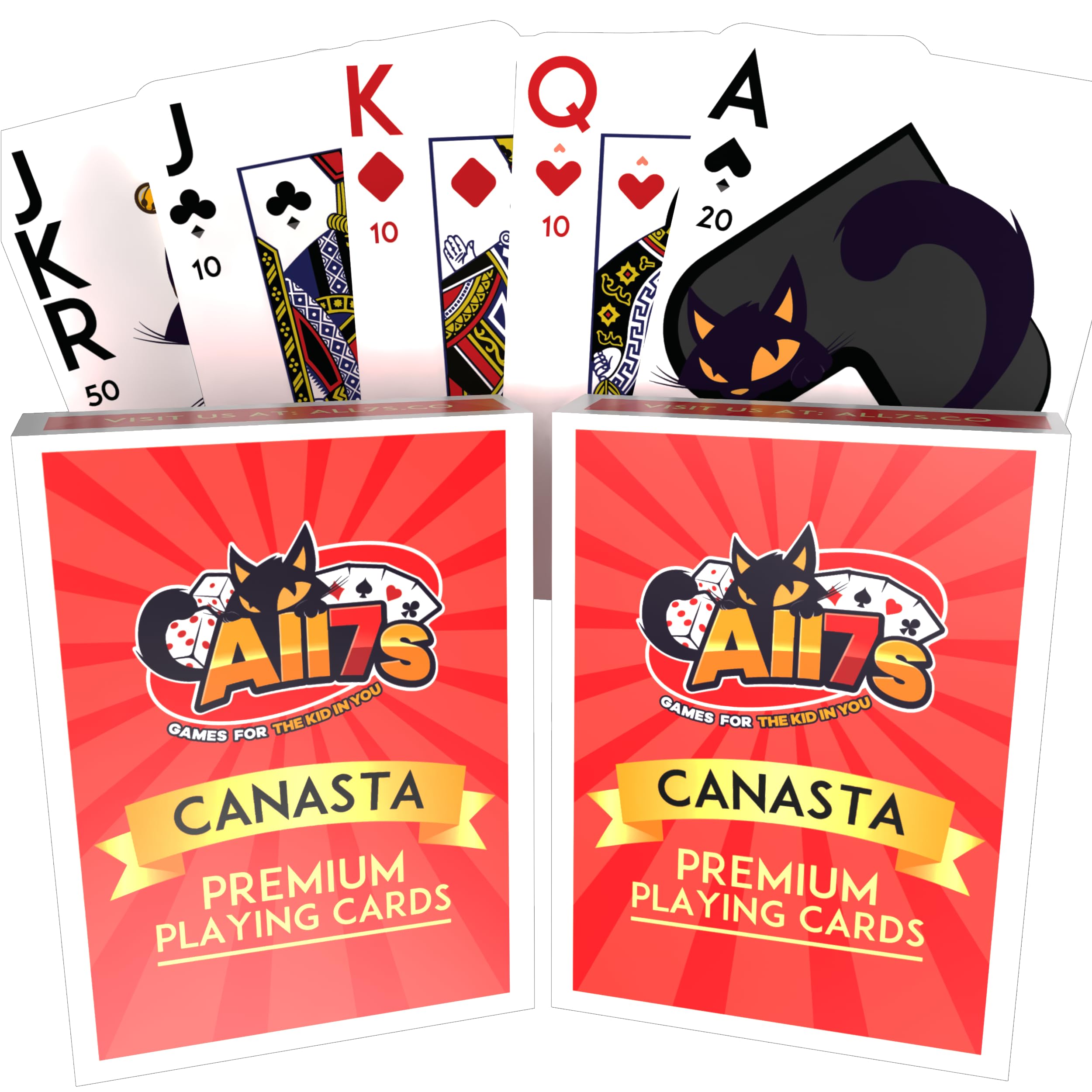 All7s Canasta Set of 2 Decks | Playing Cards With Point Values | Large Print