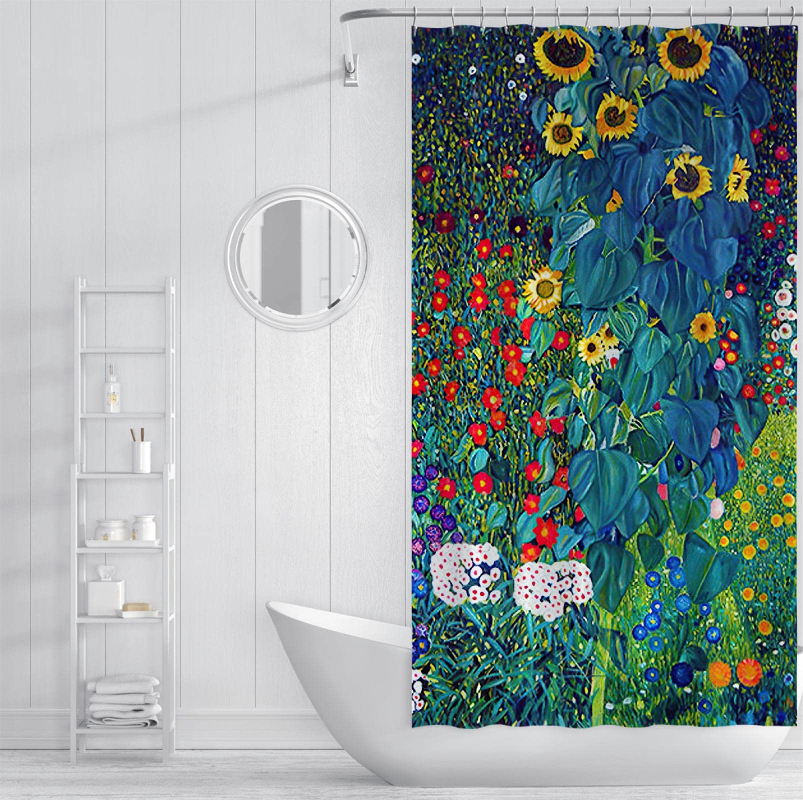 Zestaw zasłon prysznicowych Flower Field z haczykiem 12 Oryginalny projekt Żółty słonecznik Rustykalny wystrój domu Zachowaj łazienkę suchą wodoodporną Materiał 200x200cm