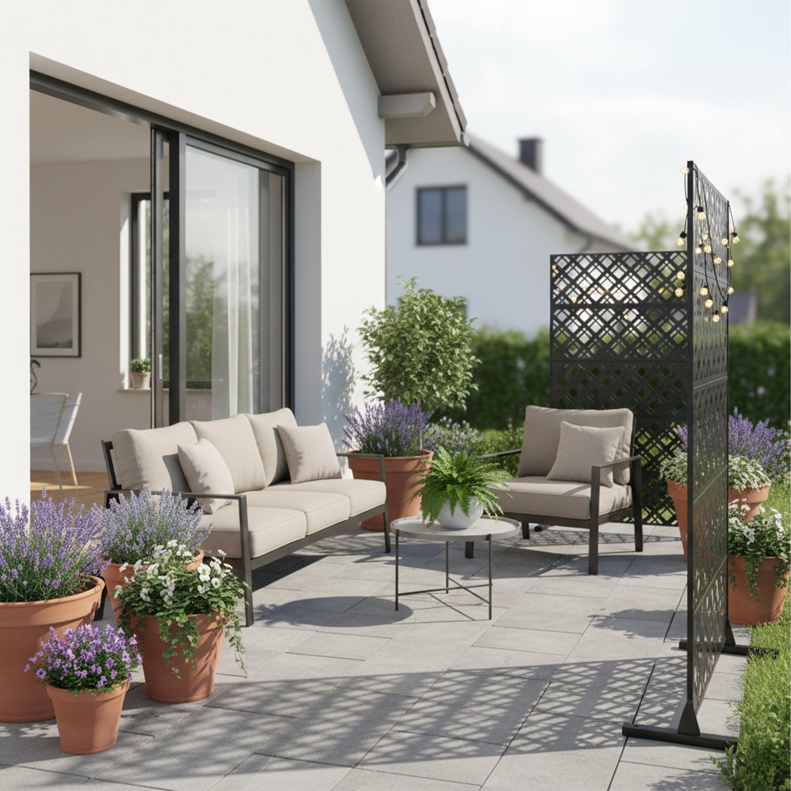 Relaxdays Ochrona prywatności, motyw diamentowy, do ogrodu, na balkon i basen, parawan, wys. x szer.: 183 x 110 cm, metal, czarny