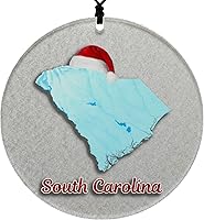 Vista 89 de Vermont Christmas Ornament - Winter Theme Featuring Snow, State Terrain Map and Santa Cap - 2025 Hanging Acrylic Disc Decoration For Tree - Unique