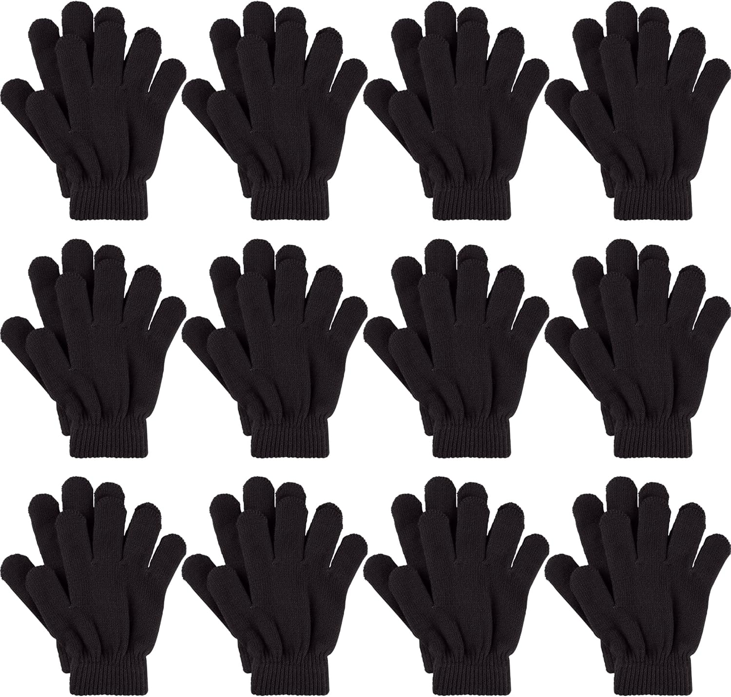 Glooarm 12 Pairs Kids Gloves Winter Toddler Gloves Full Fingers Knit Gloves Children Stretchy Warm Gloves Bulk for Boys Girls
