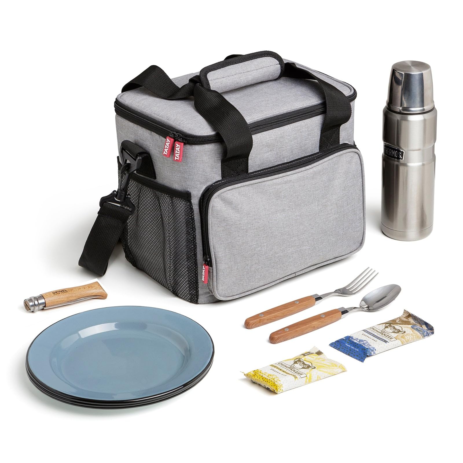 TATAY Torba Termiczna, Urban Food Picnic 11 L, 28,5x21x24 cm | Torba Termiczna | Potrójna Izolacja | Półsztywny Design | 4 Kieszenie | Odpinany Pasek na Ramię | Wzór Jeans, Szary