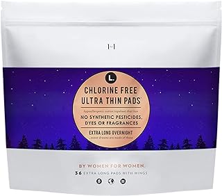 L. Chlorine Free Ultra Thin Pads Overnight Absorbency, Organic Cotton, Free of Chlorine Bleaching, Pesticides, Fragrances, or Dyes, 36 Count