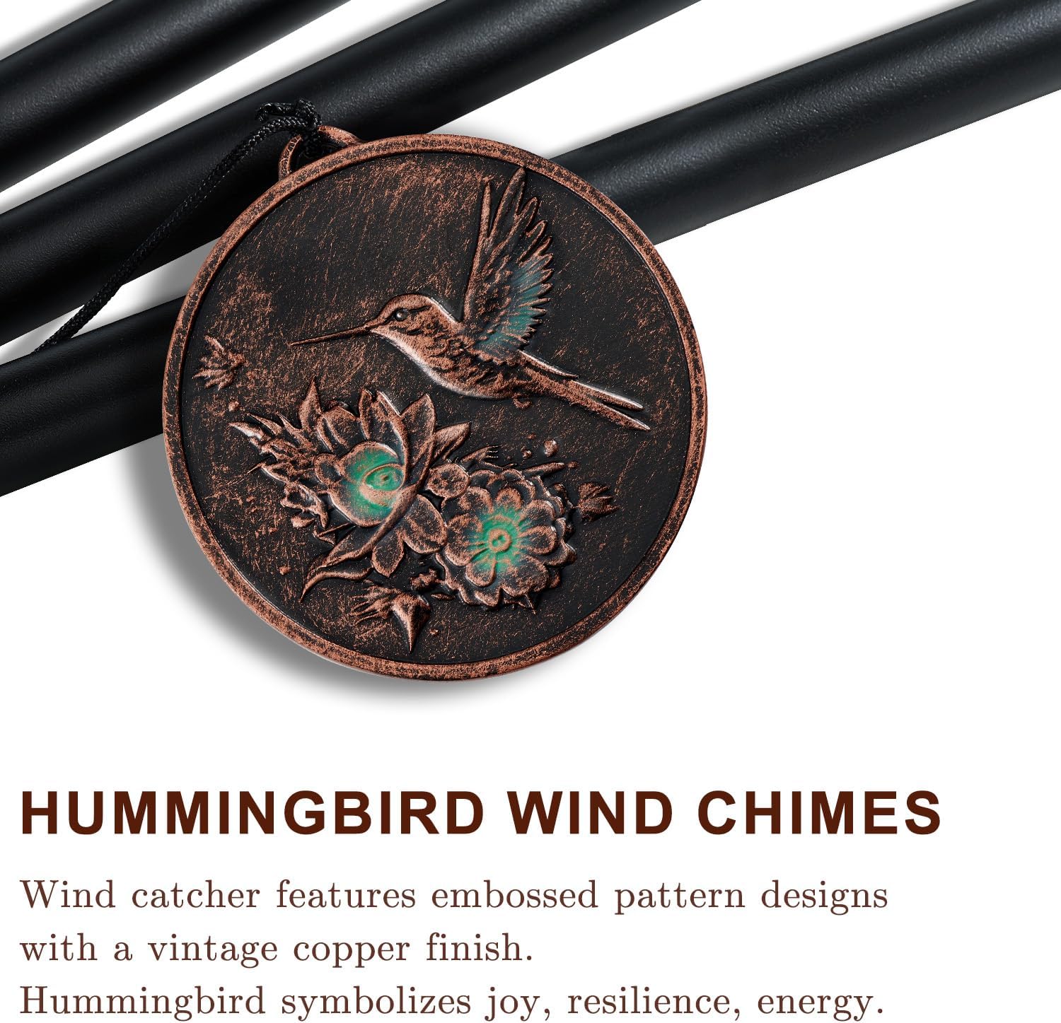 Wind Chimes for Outside, Vintage Hummingbird Deep Tone Wind Chime Outdoor Clearance, Patio Porch Balcony Decoration, Garden Hanging Decor Gifts for Women Mom Grandma (34" Hummingbird)