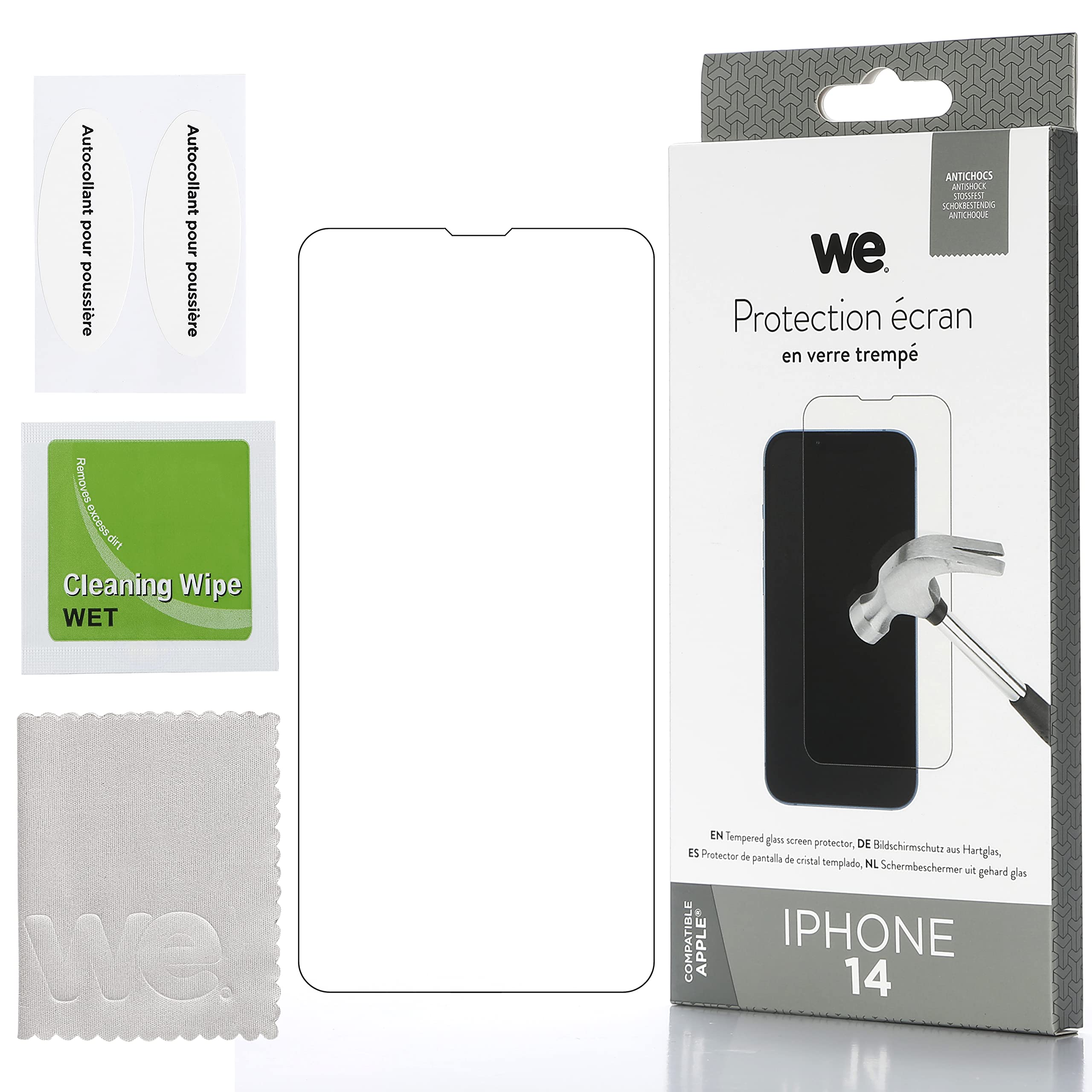 WE Vetro temperato Apple IPHONE 14: protezione schermo - antigraffio, anti-bolle d'aria - Ultra-resistente - durezza 9H Glass