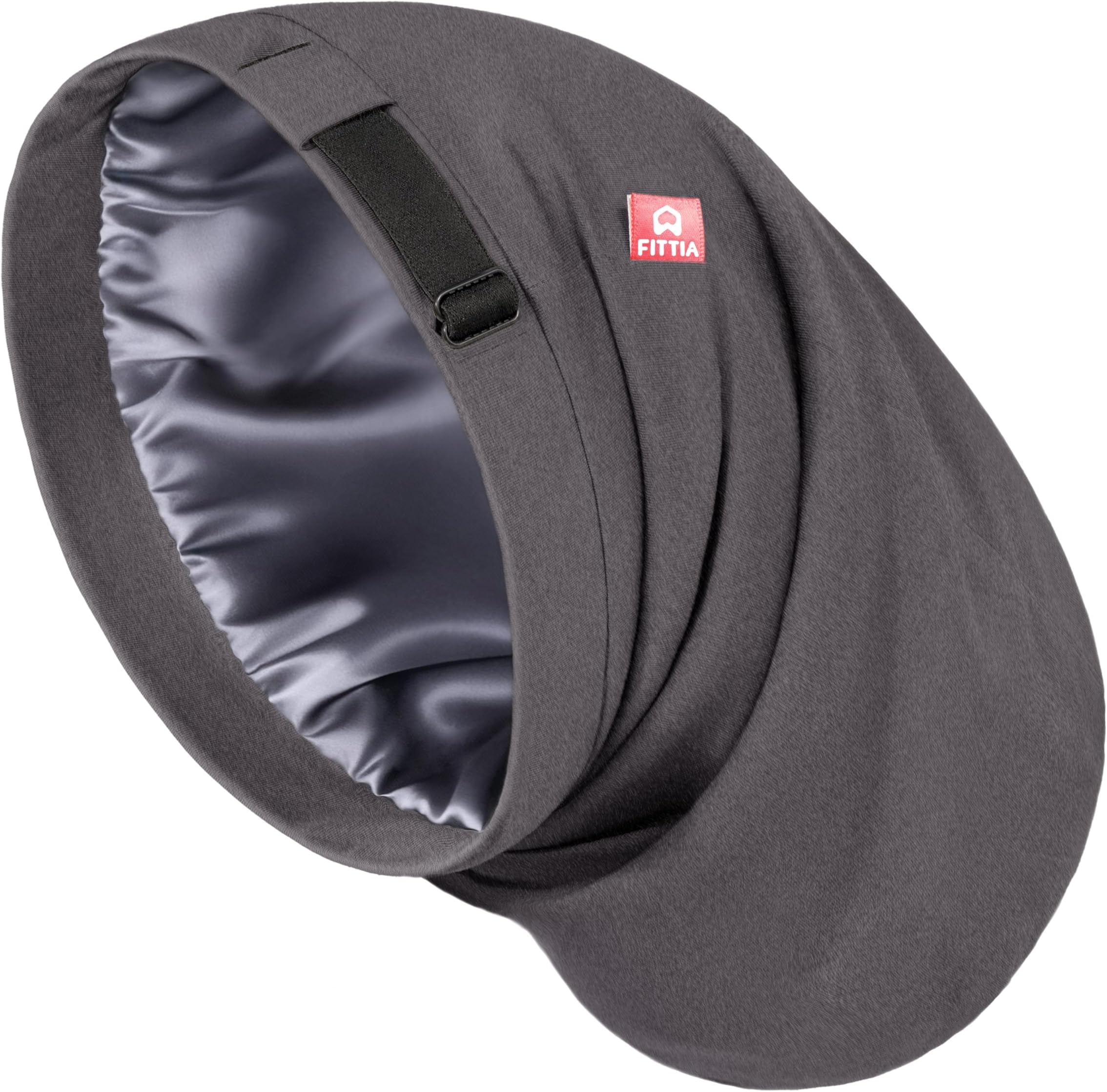 Large Satin Bonnet for Men Sleeping: Loc Cap Dreadlocks for Curly Braids Wave, Silky for Frizzy Hair Smooth, Adjustable No Slip Grey