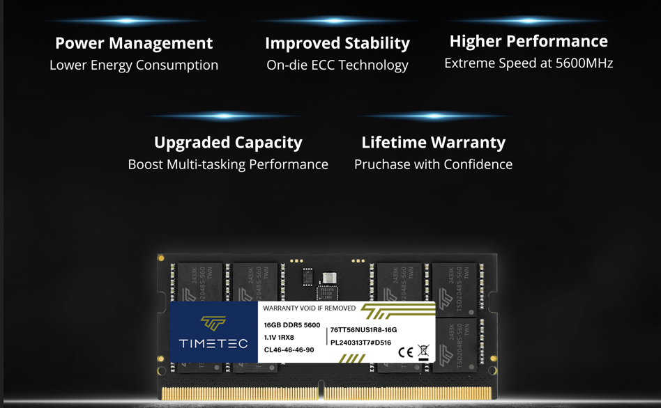 Timetec 32GB KIT(2x16GB) DDR5 4800MHz PC5-38400 Unbuffered Non-ECC
