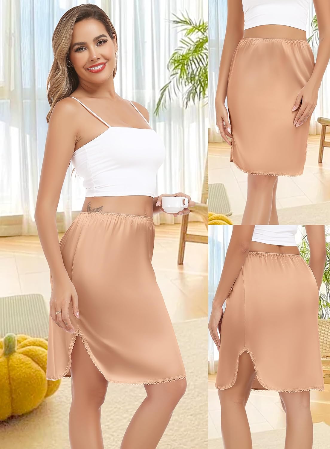 Lovasy Half Slips for Women Underskirt Anti-Static Short Mini Skirt with Floral Lace Trim Slip Dress for Skirt Dresses S-3XL - Image 2