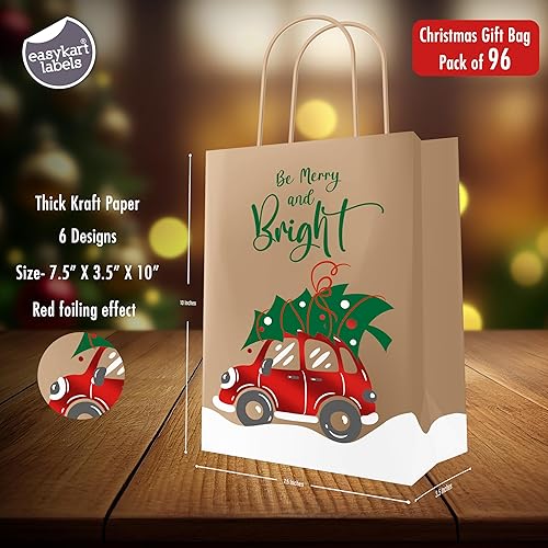 Miniatura 9 de easykart labels 24 bolsas de regalo de papel kraft de Navidad con papel de aluminio rojo para bolsas de regalo de papel navideño, bolsas de regalo