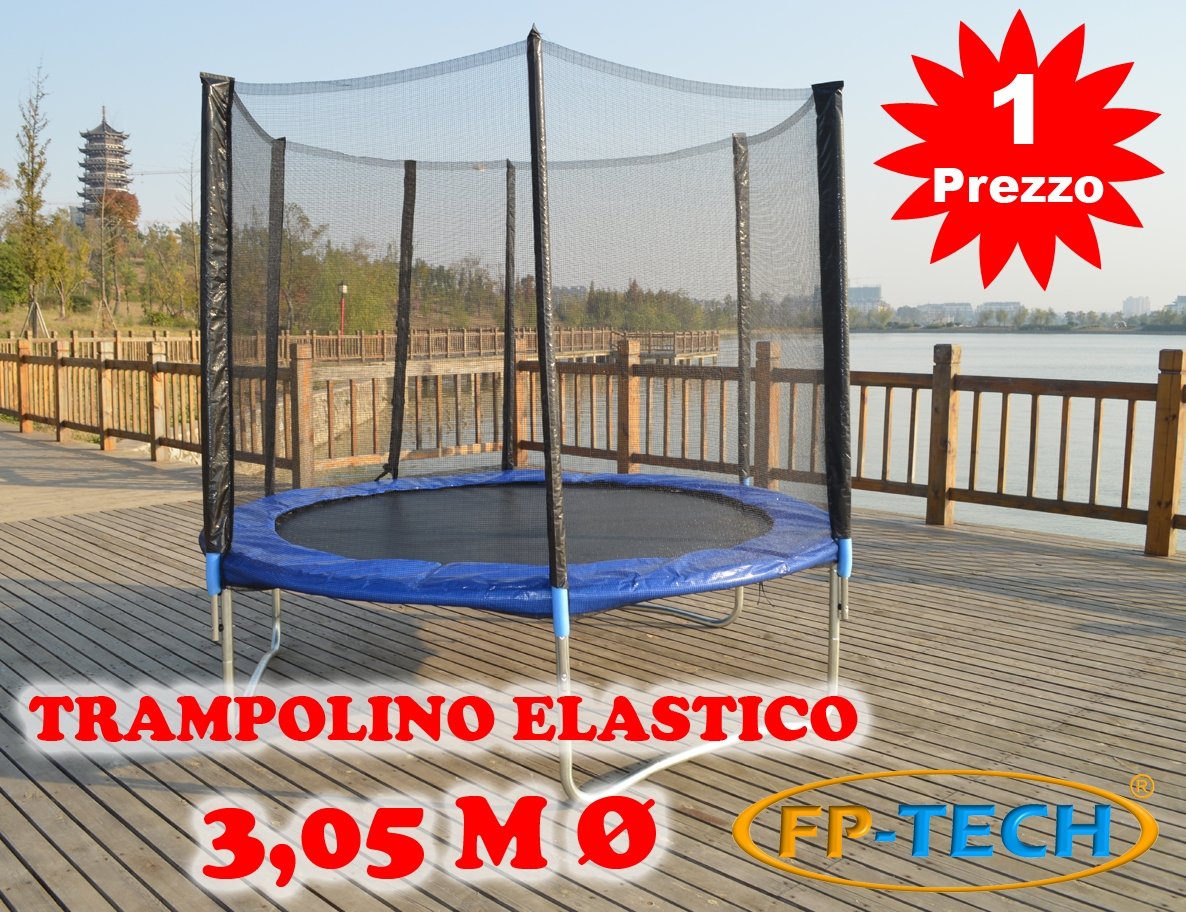 TRAMPOLINO ELASTICO DA GIARDINO TAPPETO ELASTICO ESTERNO SPORT RETE (305cm - 10FT)