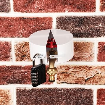 Outdoor Faucet Lock - White, Key Lock, Water Theft Prevention, Fits Most Faucets