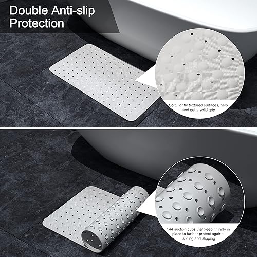 Miniatura 4 de Tapete de baño antideslizante para bañera, tapete de ducha antideslizante, de goma natural sin olores de plástico, perfecto para bebés y ancianos,