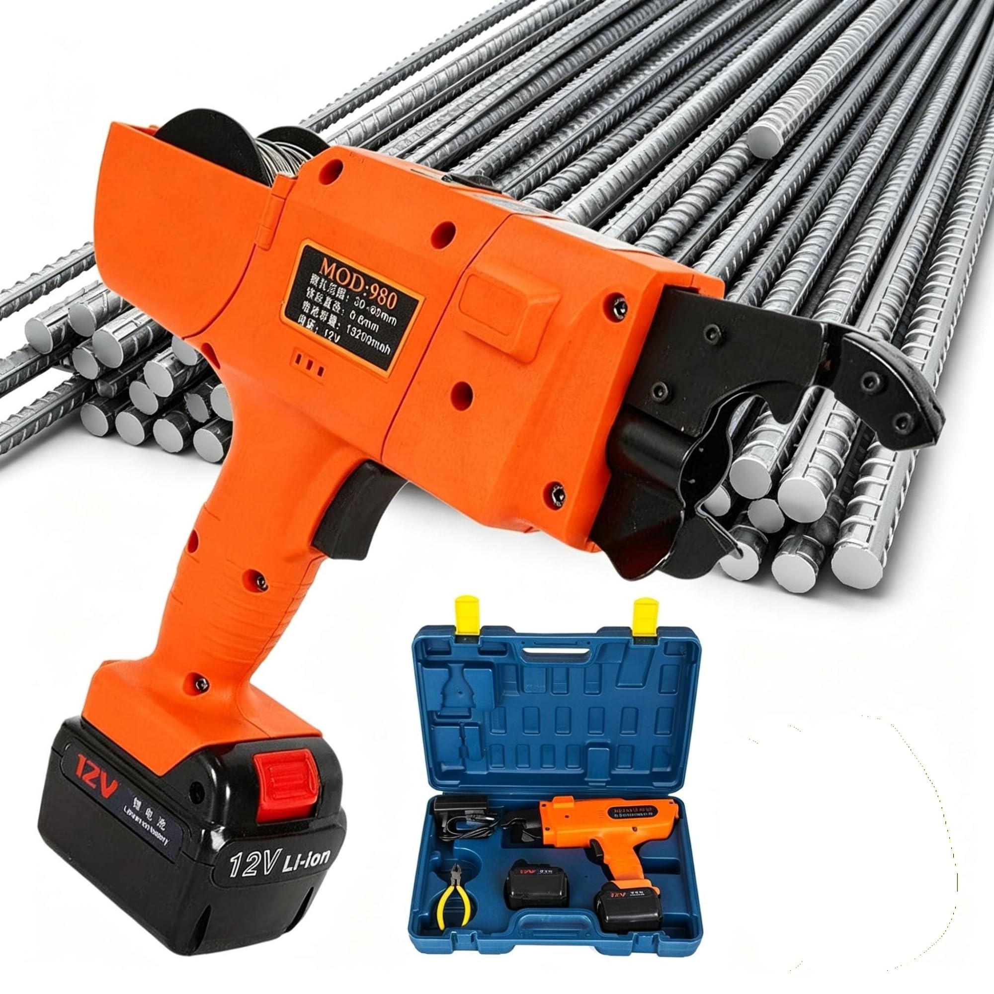 Sysxlt One Color Automatic Rebar Tying Tool, Handheld Rebar Tie Machine, Electric Rebar Tier, With Lithium Batteries, For Steel, Aluminum