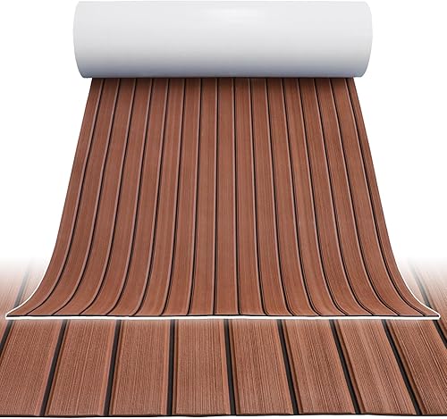 Hjdeck Suelo de lancha de espuma EVA, hoja de cubierta de lancha, teca sintética, autoadhesiva, alfombra marina, alfombrilla antideslizante