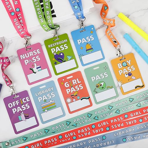 Miniatura 5 de 8 pases de pasillo escribibles para aulas, pases irrompibles de PVC para pasillos para pasillo, baño, biblioteca, oficina, niño, niña y enfermera,
