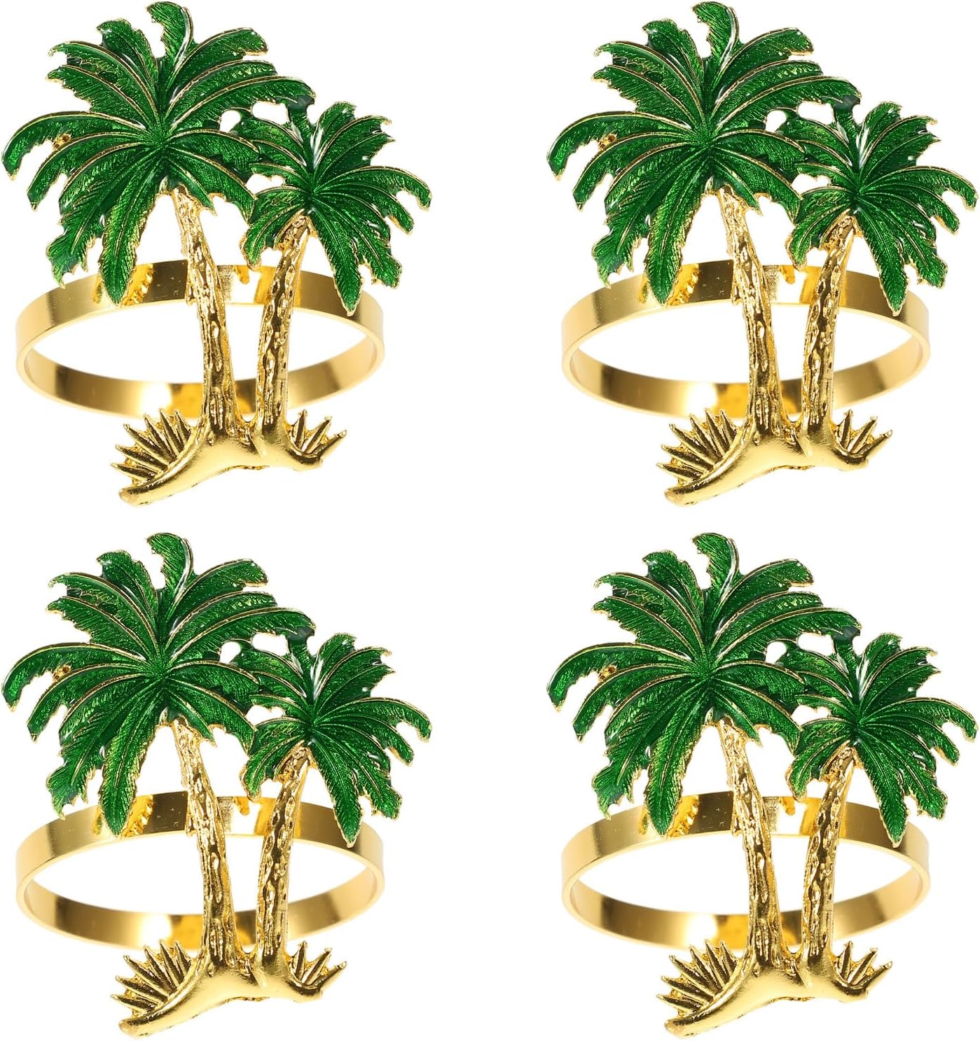 4Pcs Tropical Hawaiian Napkin Rings Plam Napkin Rings Summer Napkin Buckles Tropical Luau Party Table Decorations