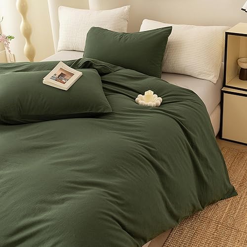 Miniatura 3 de Ecocott - Juego de funda de edredón de 3 piezas, 100% de algodón lavado, 1 funda de edredón con cierre de cremallera y 2 fundas de almohada,