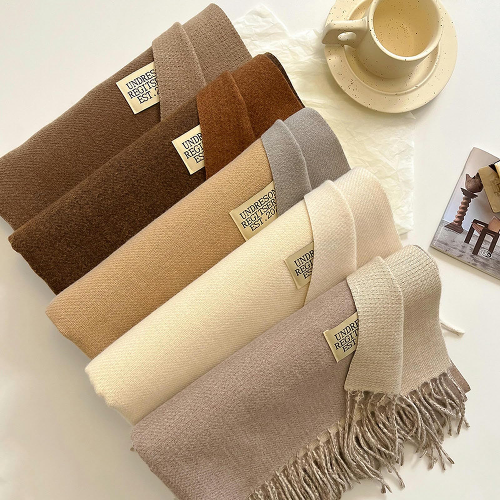 Sciarpa Donna Imitazione A Doppia Faccia in Cashmere Sciarpa da Donna Inverno Coppia Calda Sciarpa A Scialle di Sciarpa Versatile-b-68 * 200 Cm