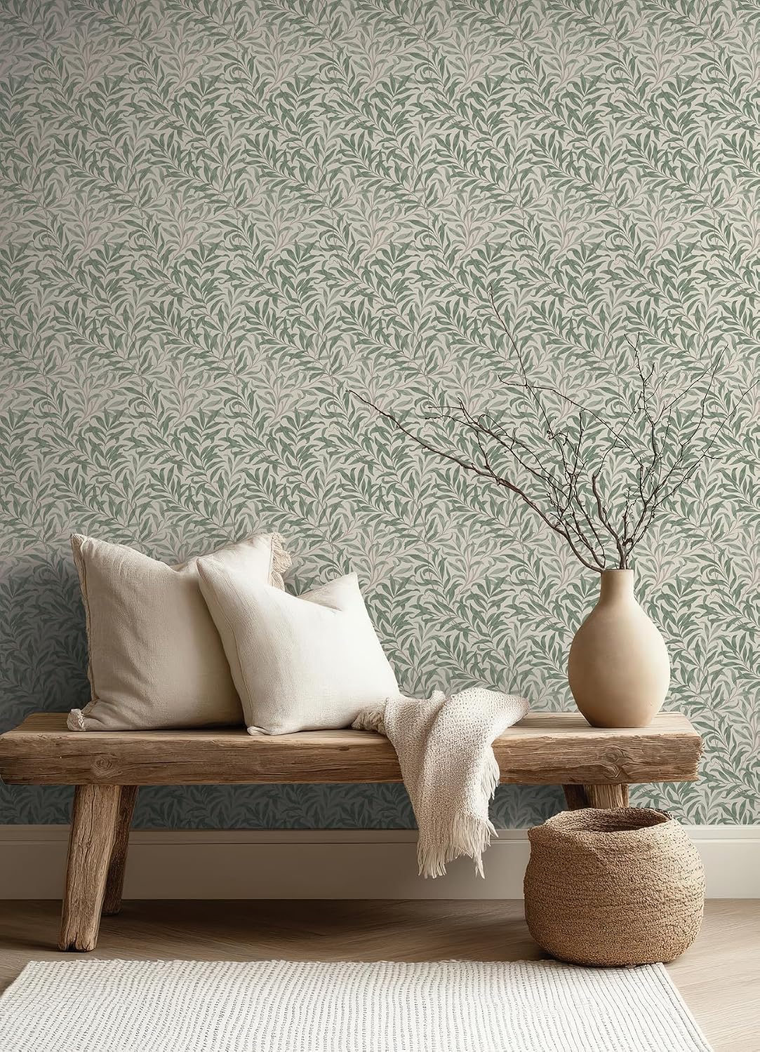 NuWallpaper x Morris & Co. Willow Boughs Bayleaf Peel and Stick Wallpaper, MCS6619