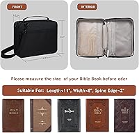 Vista 5 de Funda grande para la Biblia para mujeres y hombres, funda de la Biblia para niñas, bolsa de transporte para libros, bolsas para estudio bíblico/uso