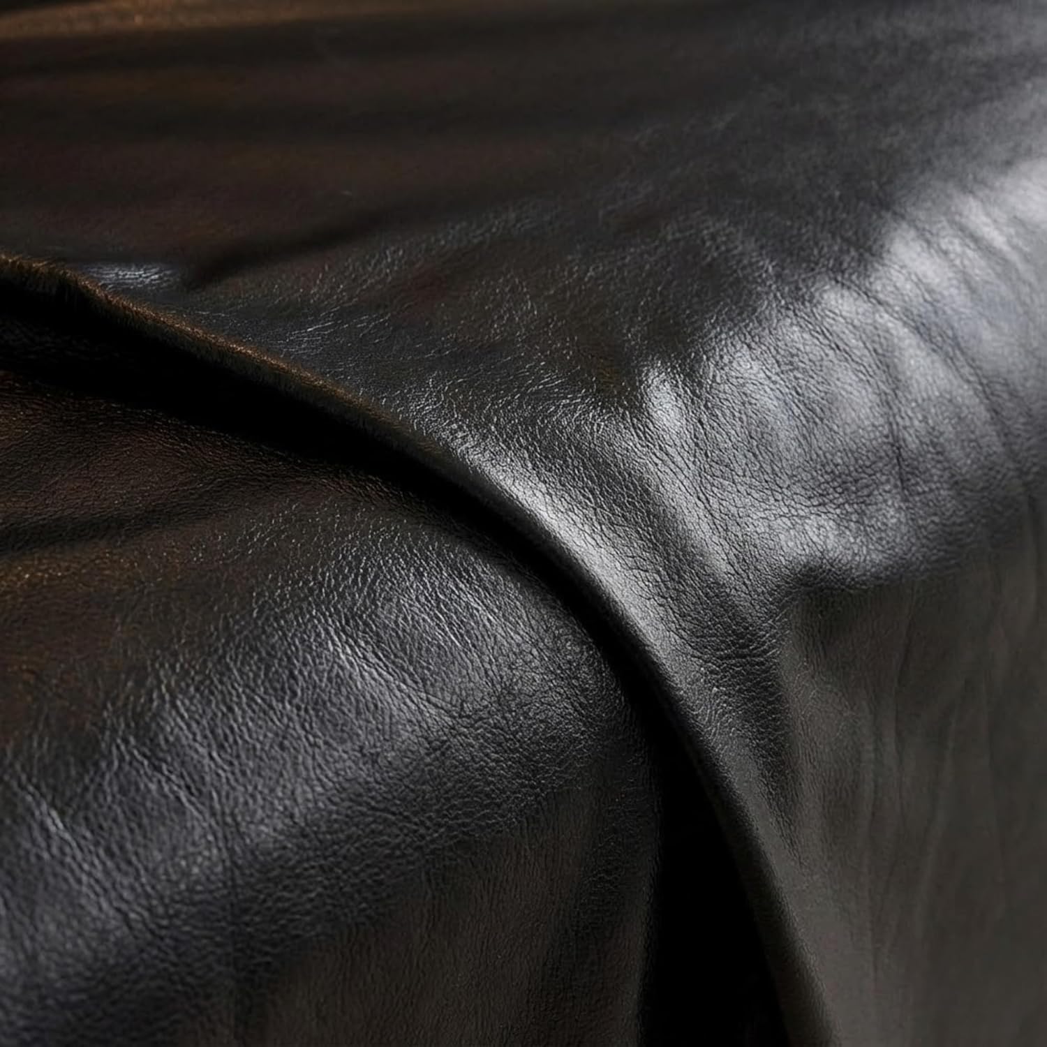 100% Genuine Leather Sofa Cover - Stylish & Durable Couch Slipcover with Modern Look - Living Room Furniture Protector (Black, 71x134 Inch)