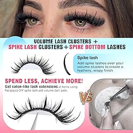 Focipeysa Spike Lash Clusters with Bottom Lashes 11-21mm Individual Lash Extensions Manga Premade Fan Eyelashes Extensions Wispy Eyelashes Extension Cluster DIY Wispy Lash