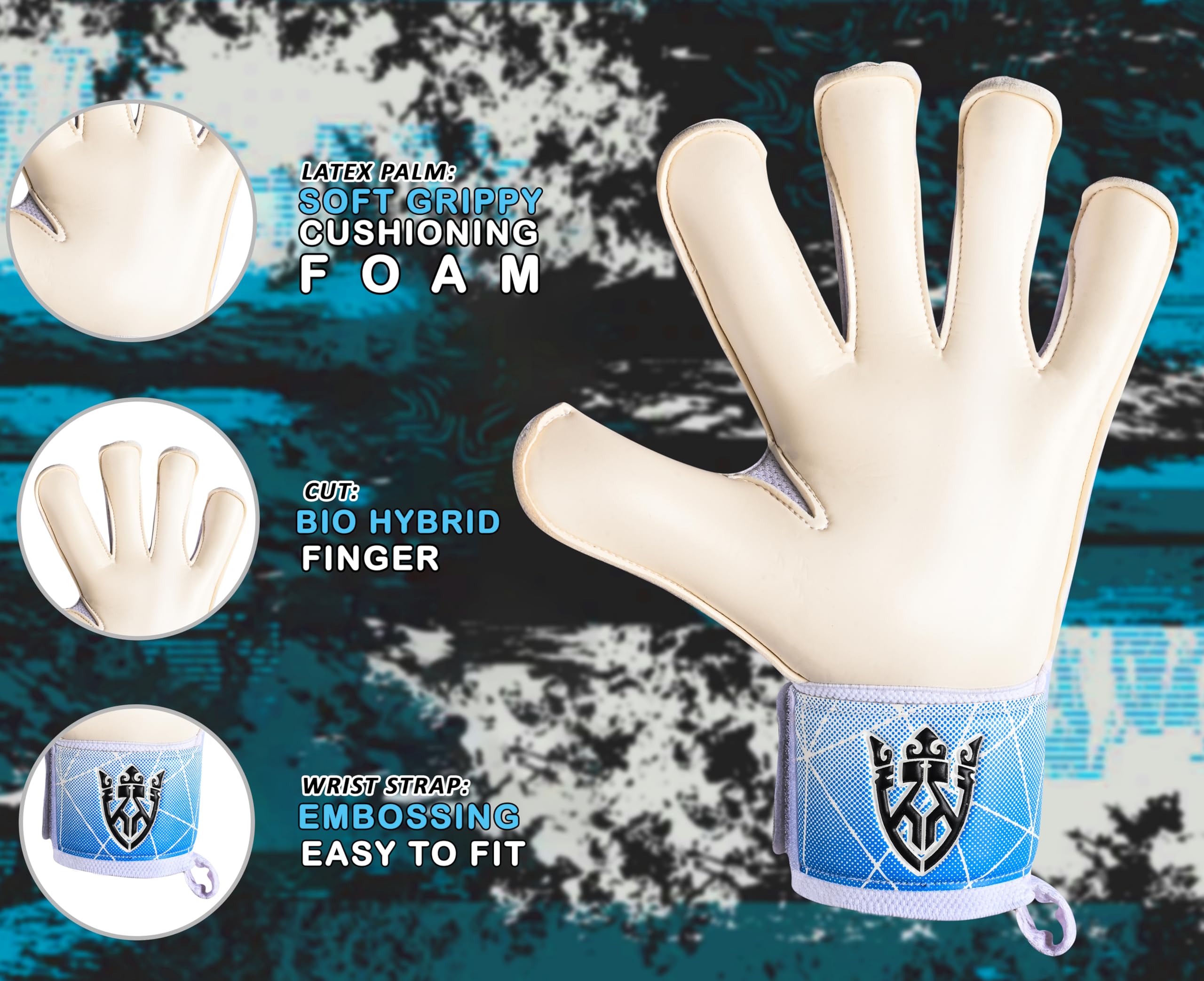 Keeperking - Guanti da portiere per adulti, bambini e adolescenti, con e senza protezione per le dita rimovibile, da 4 mm, unisex,