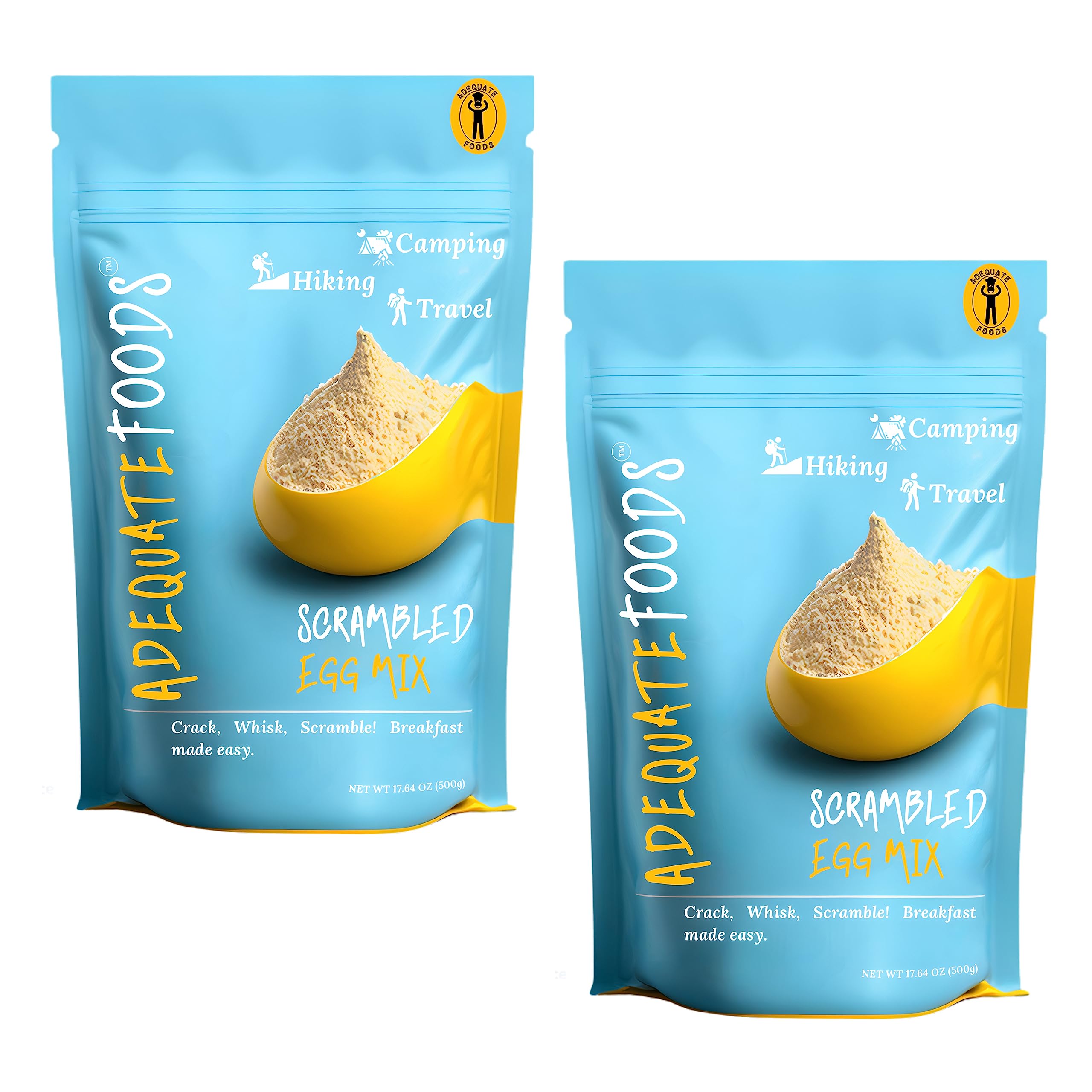 Adequate Foods Scrambled Egg Mix Powder(500gm) Pack of 2 No Additives, Just One Ingredient, Homogenized, Pasteurized, Gluten-Free Great for Baking and Cooking | 2 min breakfast | 125 Scrambled Egg