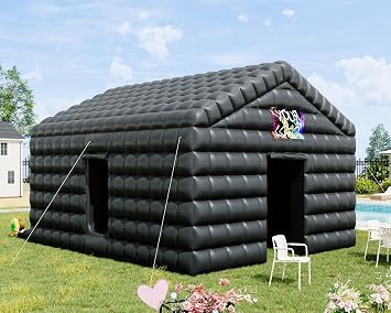 Albott 20x16.5x14 FT Large Inflatable Nightclub Tent for Adults, Black Portable Inflatable Night Club Gazebo with 2 Side Doors & Logo Area for Birthday, Wedding, Backyard Events
