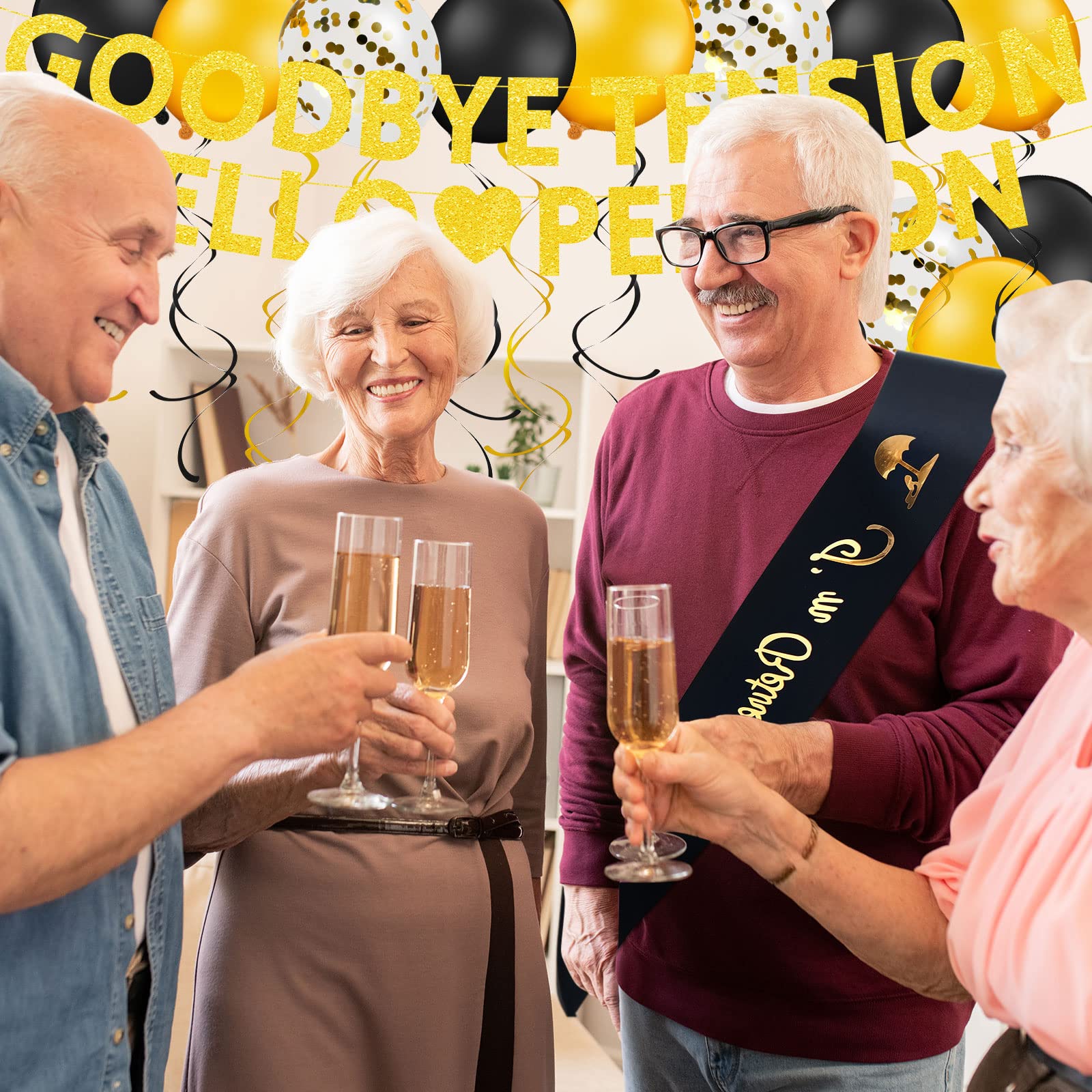 Striscione Pensionamento 180x110 Cm | Nero E Oro | Per Feste Addio - Foto 4