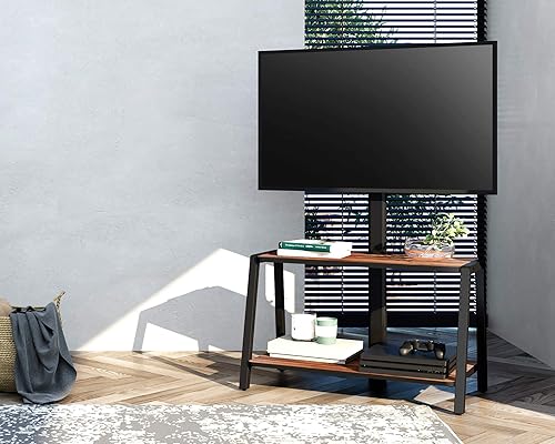 Miniatura 7 de FITUEYES Wood TV Stand with Mount for 32-55 inch TVs, 2 Tier Entertainment Center with Storage for Bedroom & Corner, Tall Wooden TV Mount Stands &