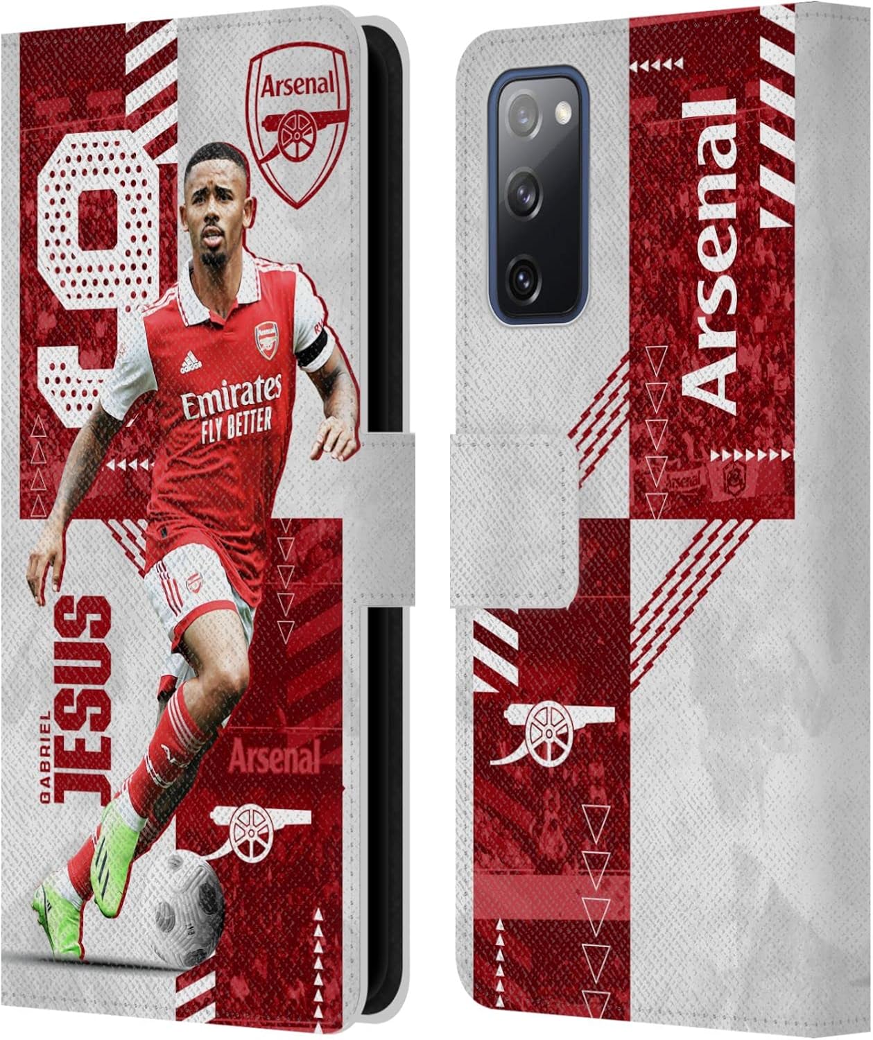 Head Case Designs Officially Licensed Arsenal FC Gabriel Jesus 2022/23 First Team Leather Wallet Case Compatible with Samsung Galaxy S20 FE / 5G