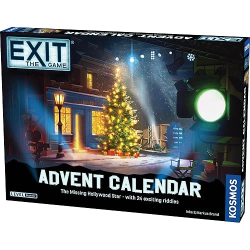 Thames &amp; Kosmos EXIT: Advent Calendar - The Missing Hollywood Star, Escape Room Card Game, Family Games for Game Night, Holiday Season Games for Adults and Kids, for 1+ Players, Age 10+