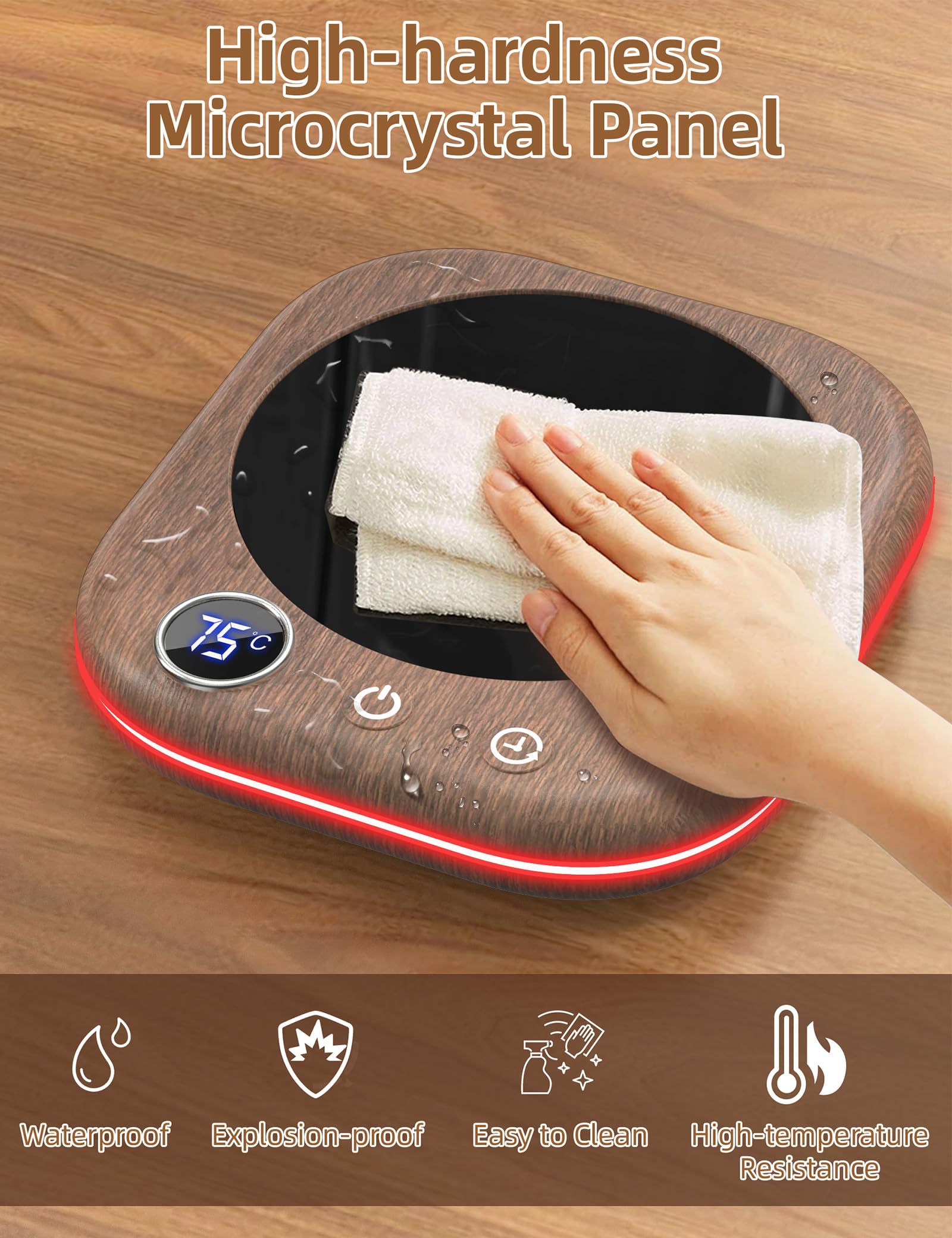 Calentador de Tazas，Calentador de Café de Sobremesa con 3 Modos de Temperatura, Pantalla Digital LCD，1-12H Apagado Automático, Calentador de Velas Inteligente Café Accesorios