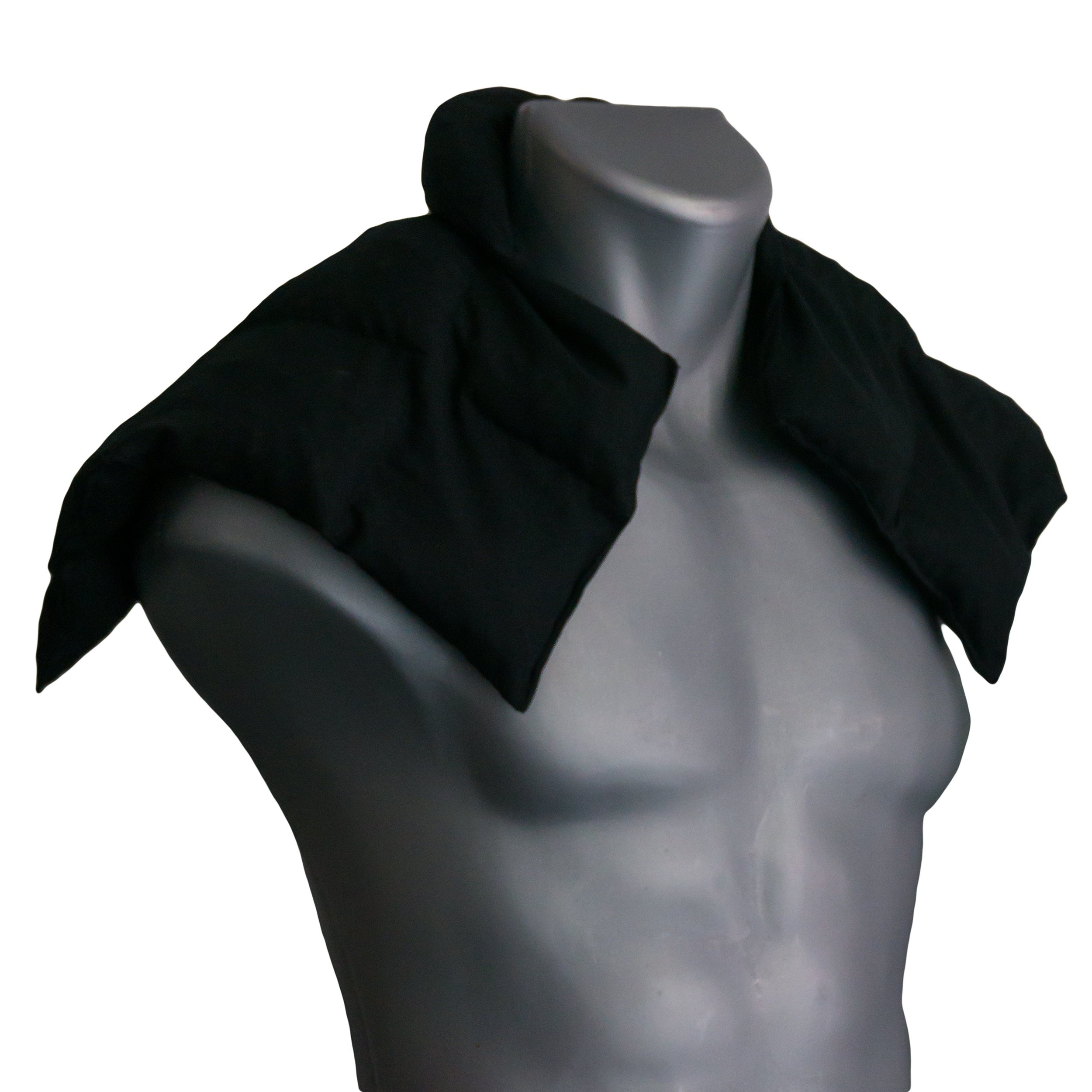Cuscino termico cervicale XL con farro bio, per collo, spalle e schiena.(nero, Farro bio) Cuscino termico utilizabile caldo e freddo