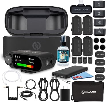 Hollyland Lark MAX 2 Combo 4-Person Wireless Microphone Bundle with XLR Adapter and Audio Cables, 2.4GHz Mic Kit for Camera and Phone