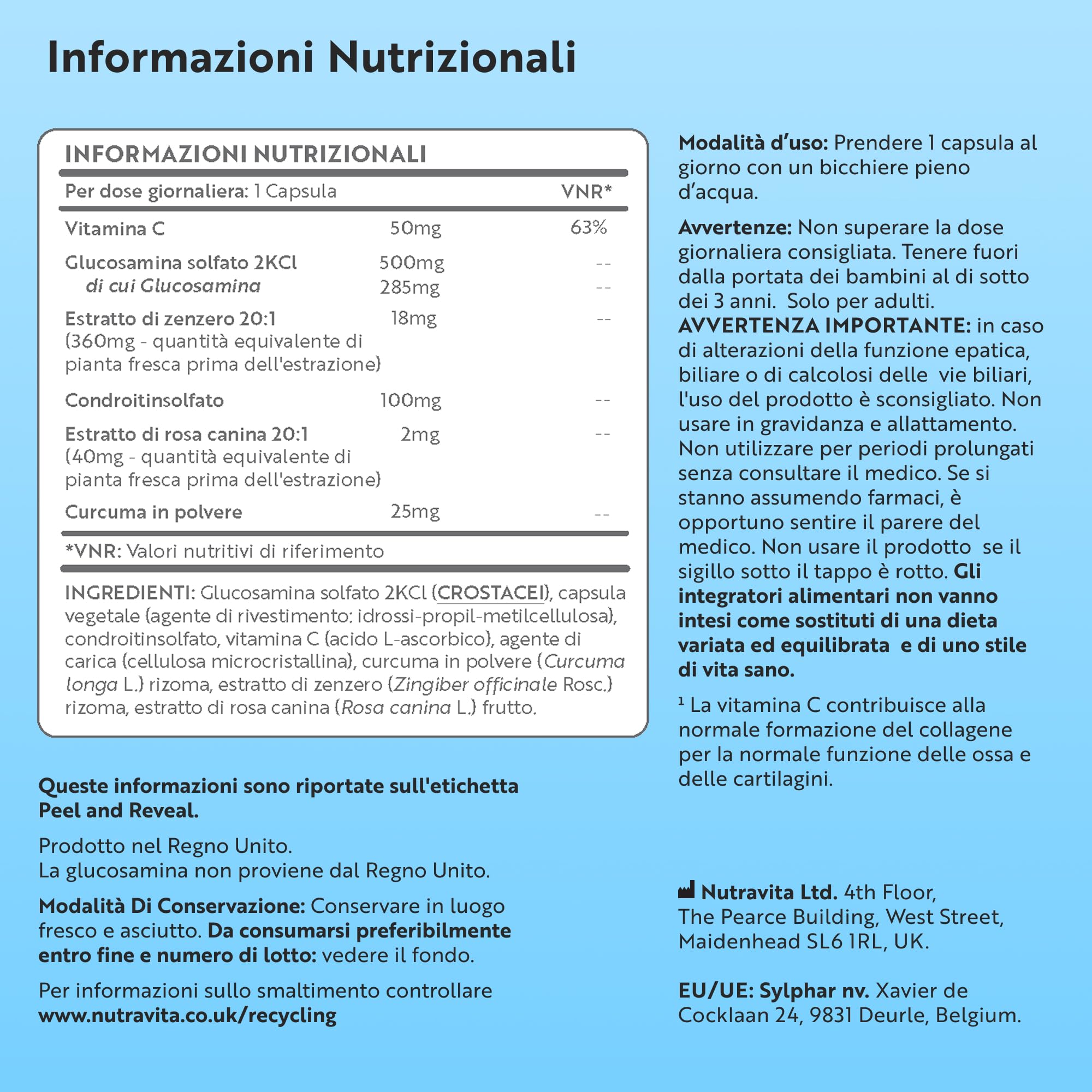 Nutravita Glucosamina Condroitina Complesso - 180 Capsule Alto Dosaggio per 6 Mesi - Glucosamine Complex con Vitamina C, Estratti di Cinorrodo, Zenzero e Curcuma - Prodotto nel Regno Unito
