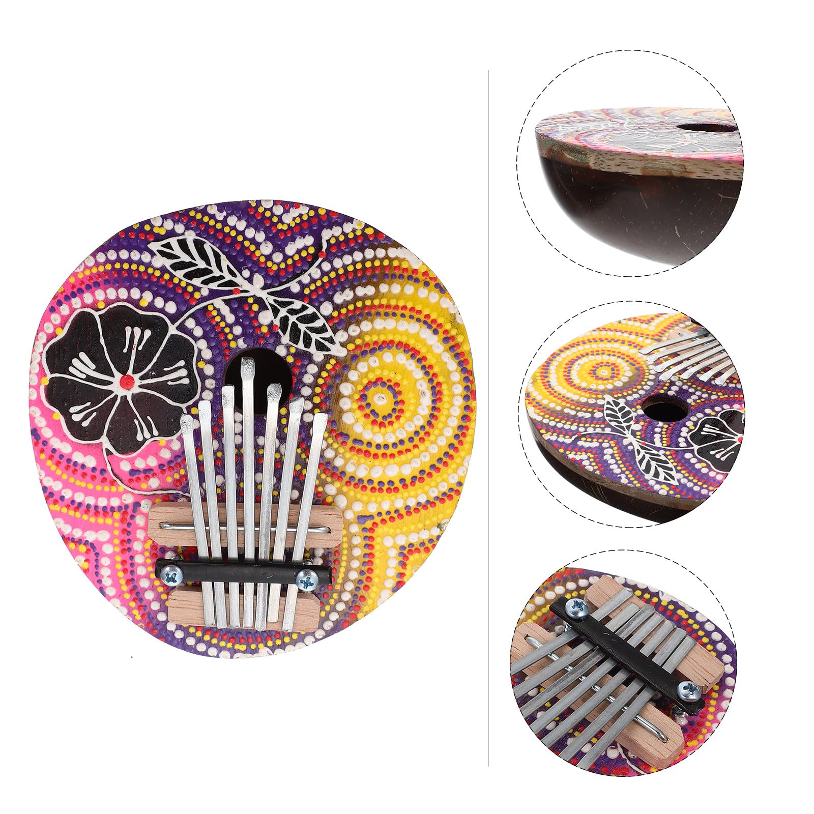 PRETYZOOM Kalimba Daumenklavier 7 ton Kleiner Kalimba aus Kokosnuss mit Ergonomischem Design Tragbares Finger Musikinstrument für Anfänger und Musikliebhaber Zufälliger Stil