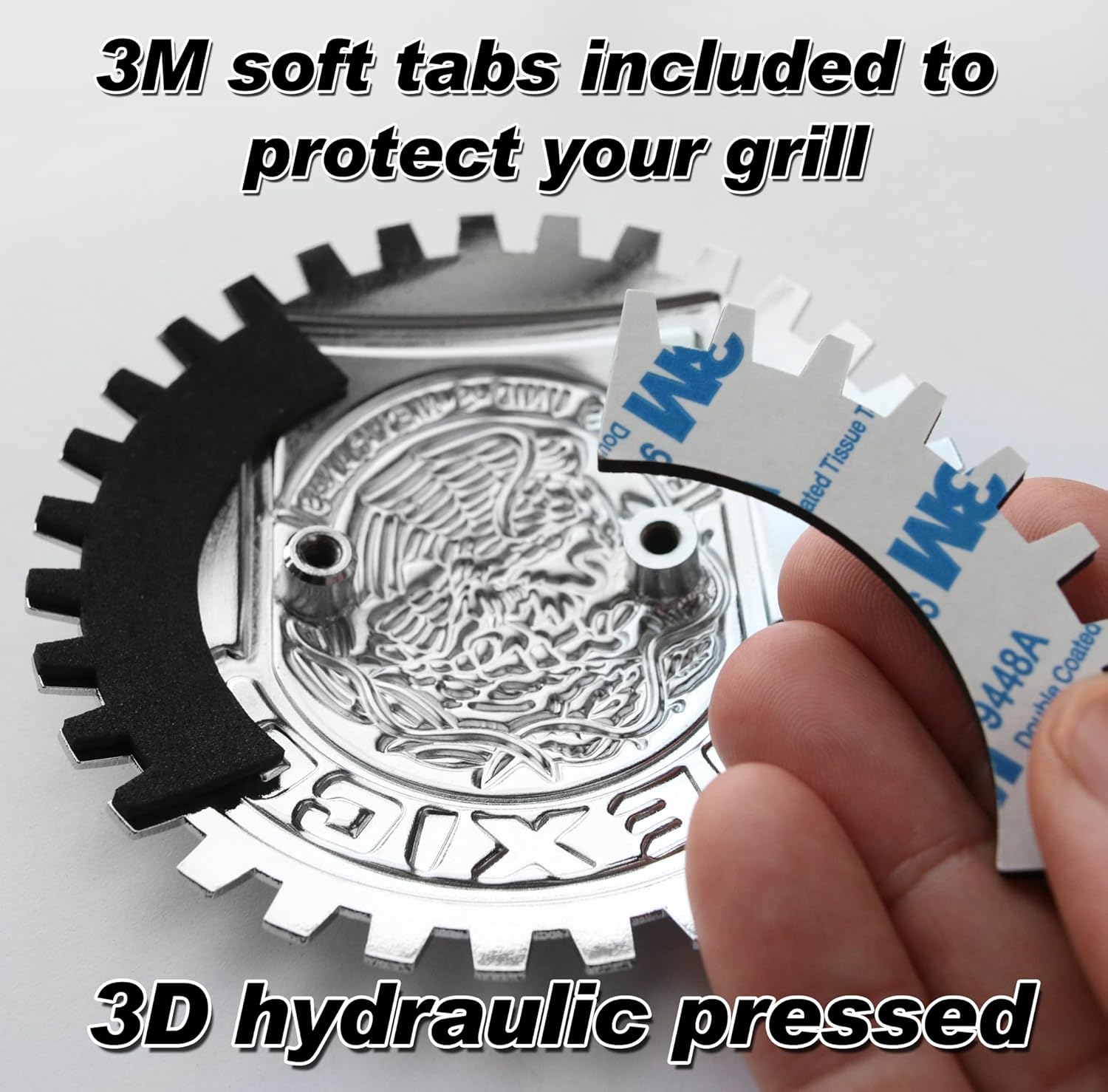 Premium Mirror Chrome Red ISO 9001 Mexico Eagle Flag Grill Badge Mexican Emblem for Trucks and Cars