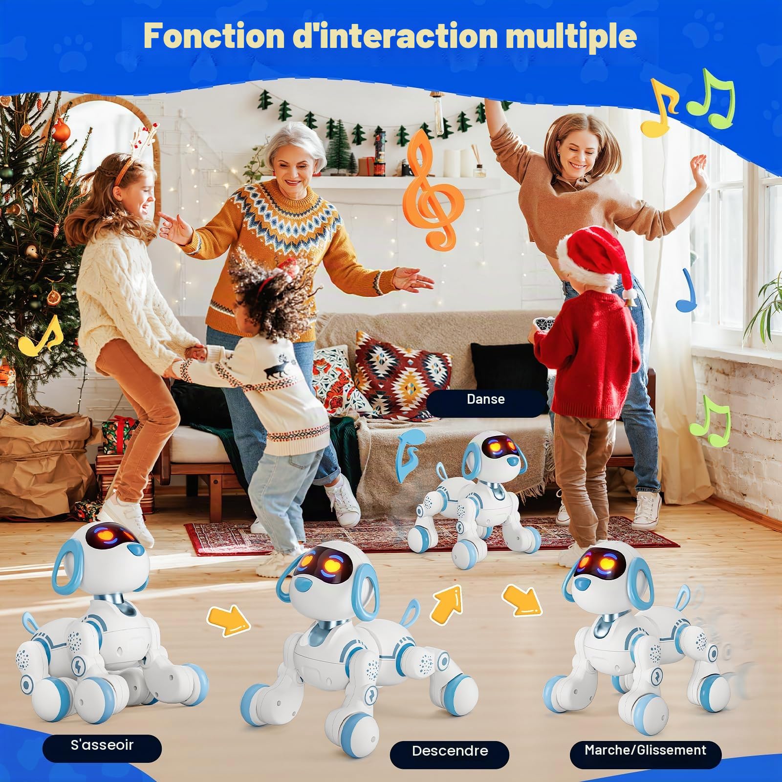 Jouet robot télécommandé pour chien - Fonction tactile et suivi - Chiot robot parlant intelligent - Pour filles et garçons - Cadeau de Noël et d'anniversaire