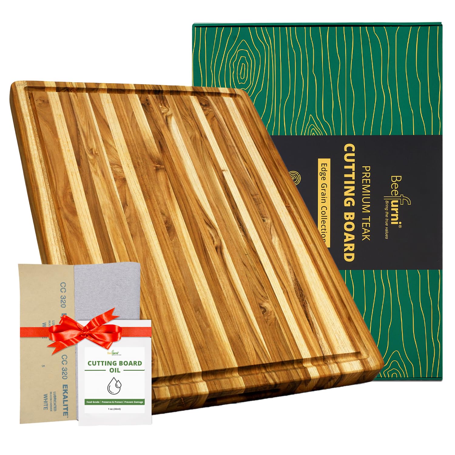 BEEFURNI Large Teak Wood Cutting Board