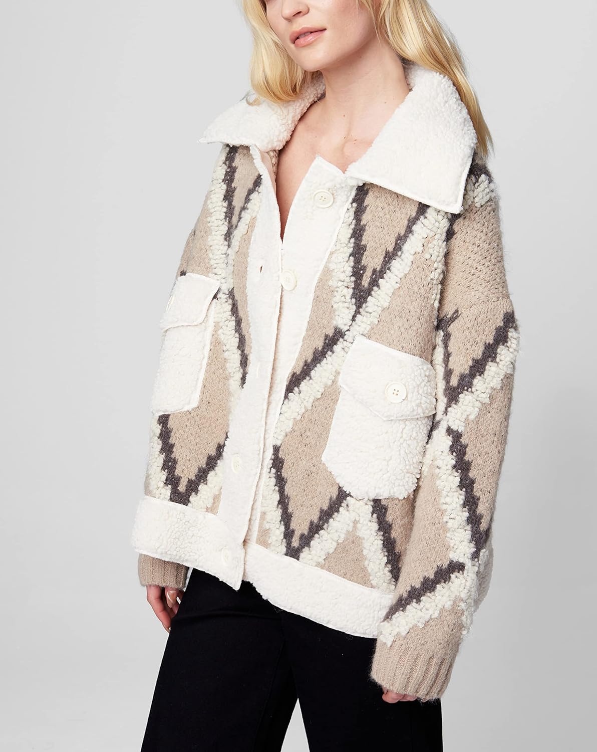 [BLANKNYC] Womens Oversized Sherpa Sweater - Image 2