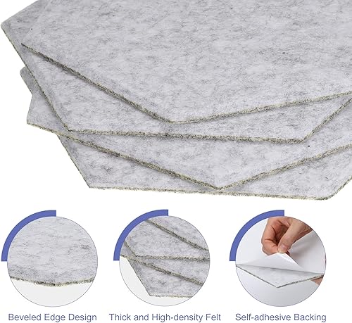 Miniatura 10 de PATIKIL Tablón de anuncios de fieltro, 12 x 10 pulgadas, paquete de 6 azulejos de fieltro hexagonales autoadhesivos para paneles de pared a prueba
