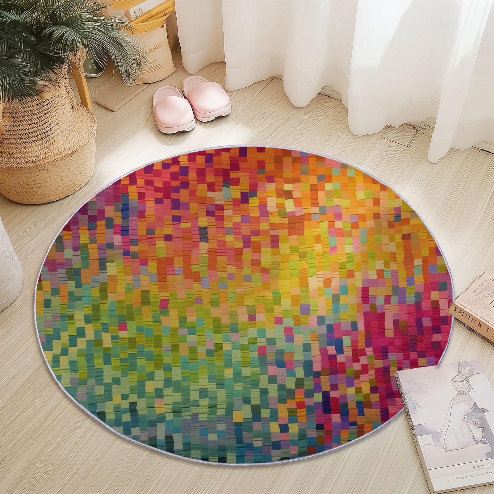 Woonkamer Ronde Tapijt Salonmatten Lichtgroen tak bloem- en vogelpatroon, ø 150CM Decoratieve Tapijt Tapijt Vloermat Yoga Mat voor Kamer Home Decor
