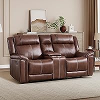 Vista 31 de EBELLO Sofá reclinable de dos plazas de piel sintética, sofá reclinable manual, silla de 2 plazas de estilo moderno de mediados de siglo